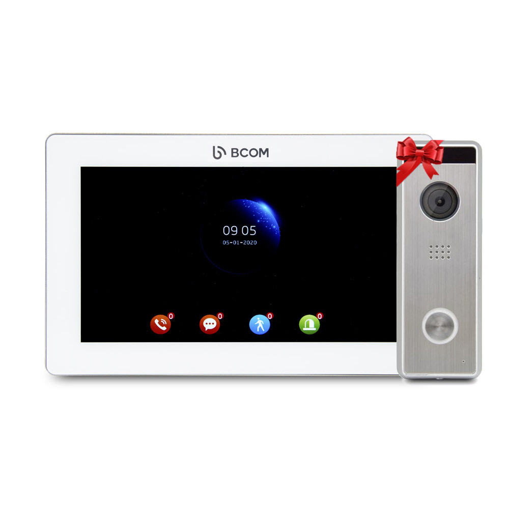 Відеодомофон 7" BCOM BD-770FHD White + Відеопанель Tantos Triniti FHD, фото 1