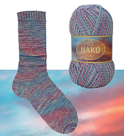 Нитки та пряжа для в'язання шкарпеткова напіввовна 75/25 Boho Desen NAKO Бохо Десен Нако  № 87726
