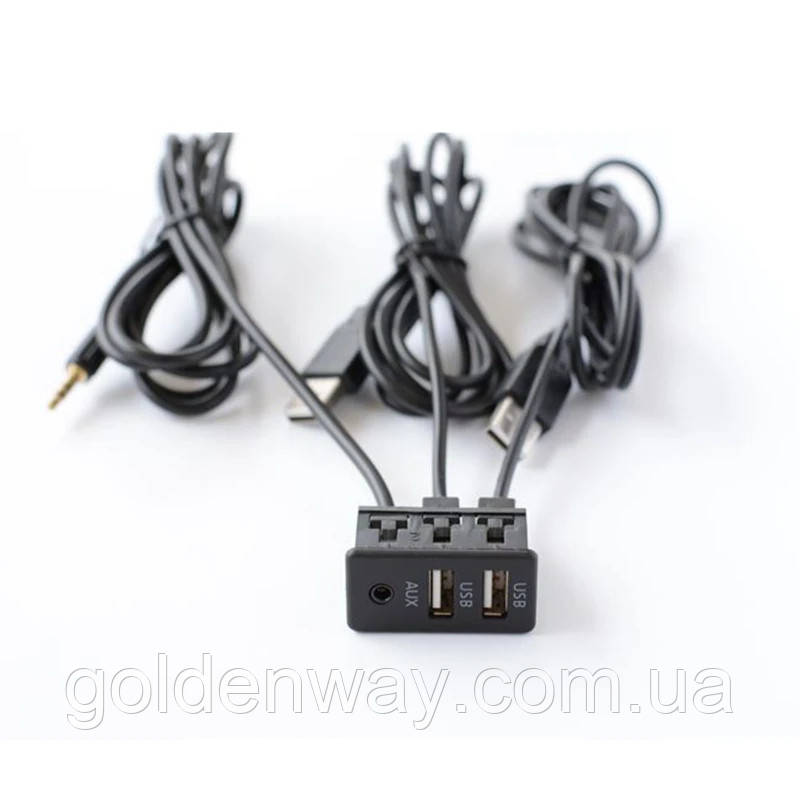Врізна квадратна розетка порт гніздо з USB+AUX для під'єднання флешки до магнітоли Android подовжувач USB ЮСБ, фото 1