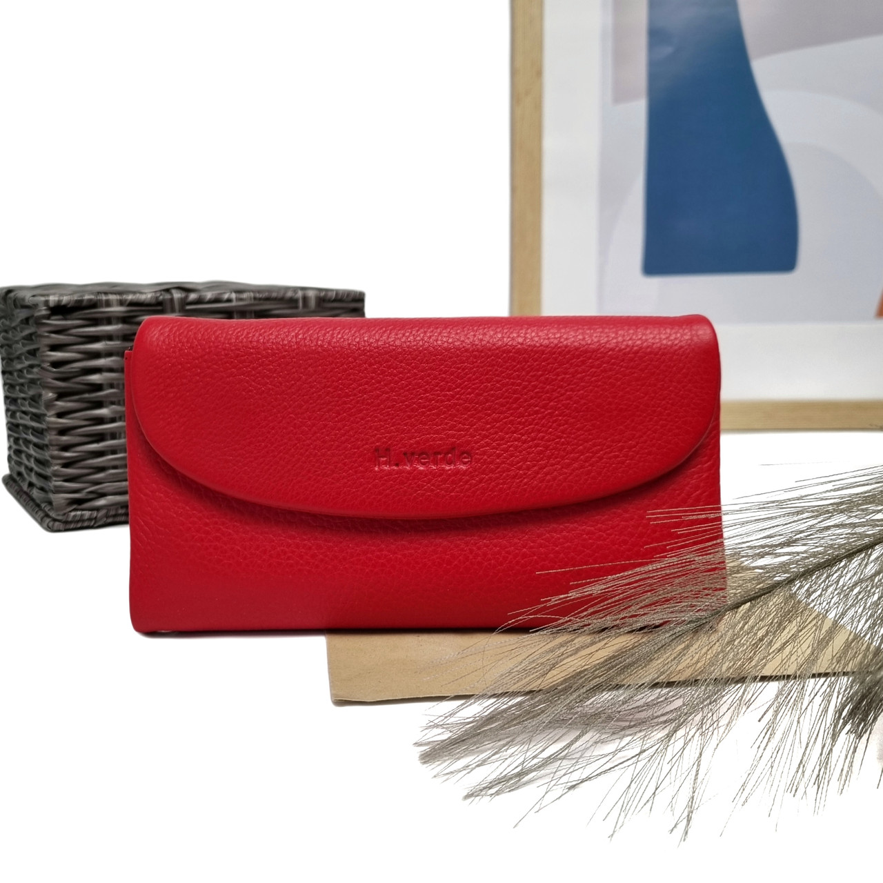 Оригінальний жіночий гаманець натуральна шкіра червоний Арт.3888 red Helen Verde (54), фото 1