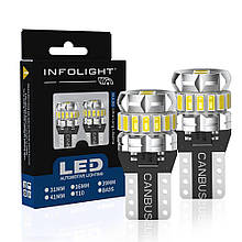 Infolight T10 W5W 12V 6000K 800lm Canbus LED лампи білі комплект