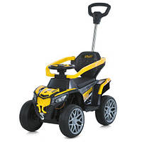 Детский квадроцикл 3в1 M 6126EBLR-6 каталка-толокар с родительской ручкой, с мотором от педали, желтый