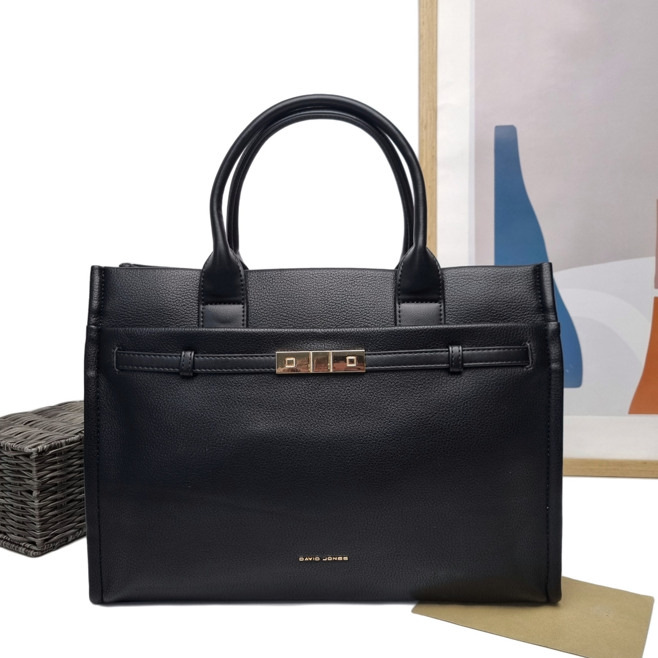 Сумка тоут экокожа черный Арт.CM7736 black DavidJones Франція