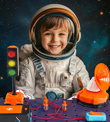 Інтерактивний електронний конструктор дитячий навчальний набір розвивальна гра пускач світлофор радар ракета