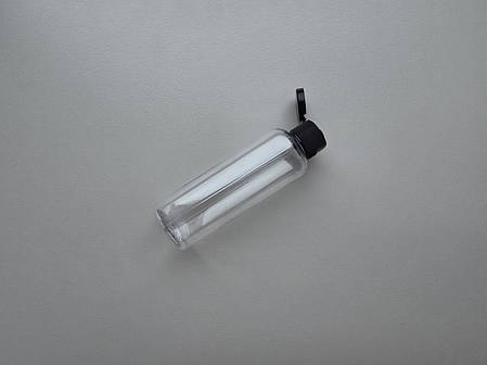 100 - 107 мл Круглий ПЕТ прозорий флакон з кришкою чорний фліп-топ 20 мм, пляшка, фото 1