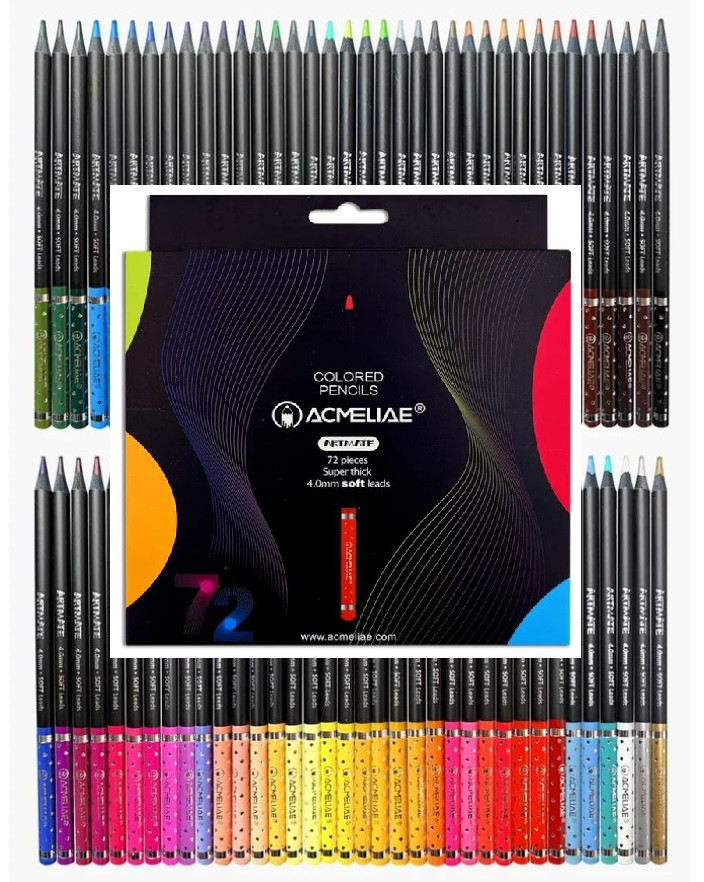Олівці кольорові 72шт круглі дерево Acmeliae