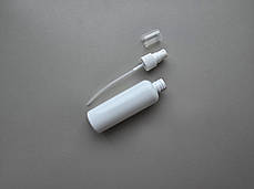 Від 1000шт. 100 - 107 мл білий флакон круглий ПЕТ тара з білим розпилювачем пластиковим, спреєм 20/410, фото 3