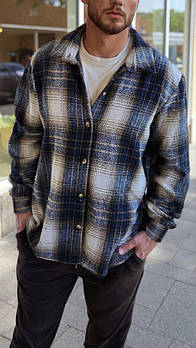 Чоловіча тепла байкова сорочка у клітинку