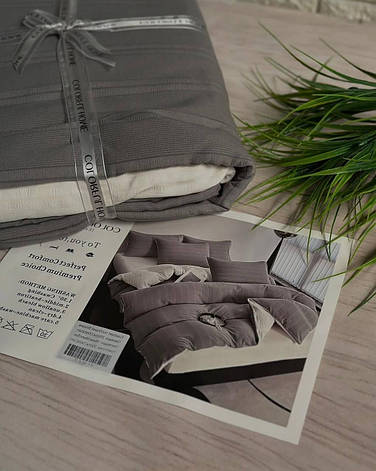 Постільна білизна літня Двоспальний муслін жатка простирадло на резинці, фото 1