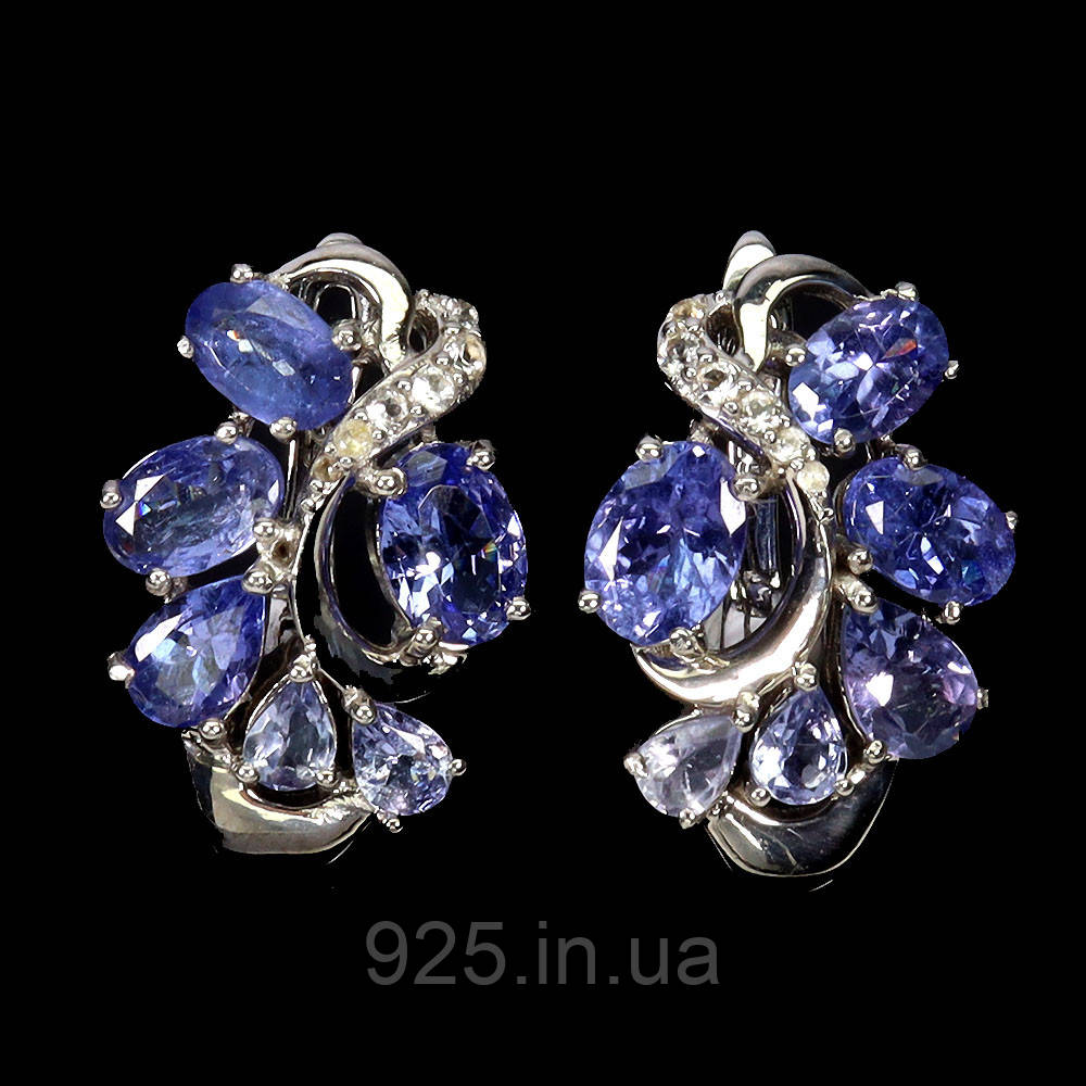 Сережки. Натуральний танзаніт. Срібло 925., фото 1