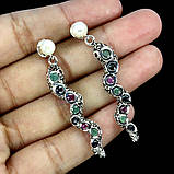 Сережки. Натуральний рубін, смарагд, марказит, перл і сапфір. Срібло 925., фото 2