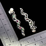 Сережки. Натуральний рубін, смарагд, марказит, перл і сапфір. Срібло 925., фото 3