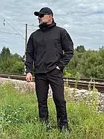 Демісезонний військовий костюм чорний армійський чоловічий костюм тактичний soft shell для військовослужбовців осінній