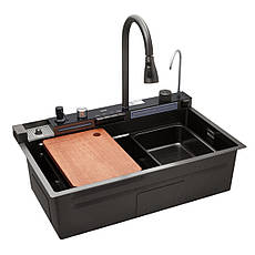 Кухонна мійка Kroner KRP Schwarze — SET7546ARTHM PVD (3.0/0.8 мм)