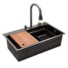 Кухонна мійка Kroner KRP Schwarze — SET7545HM PVD (3.0/0.8 мм)