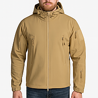 Армейская демисезонная куртка тактическая софтшелл койот куртка осенняя на флисе с капюшоном для военнослужащих