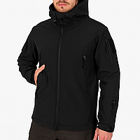 Чоловіча тактична куртка військова демісезонна soft shell куртка чорна на флісі осіння для військовослужбовців