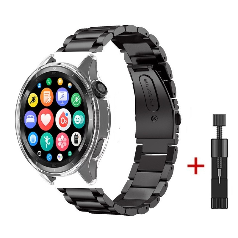 Комплект для годинника Xiaomi Watch S4 (прозорий бампер + чорний ремінець Rolex design 22 мм), фото 1