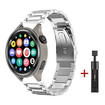 Комплект для годинника Xiaomi Watch S4 (тітановий бампер + сріблястий ремінець Rolex design 22 мм)