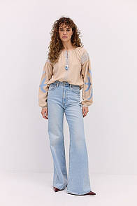 Вишиванка жіноча з ластівками на рукавах гладдю MKAR35175