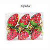 Набір з 6 новорічних прикрас на ялинку у вигляді червоних полуничок глянцеві підвіски AurumLux032, фото 2