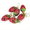 Набір з 6 новорічних прикрас на ялинку у вигляді червоних полуничок глянцеві підвіски AurumLux032, фото 3