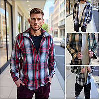Рубашка мужская клетка байка Турция красный серый изумруд синий 46-48,50-52,54-56