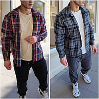 Рубашка мужская фланель Турецкая клетка красно синий, графит 46-48,50-52,54-56