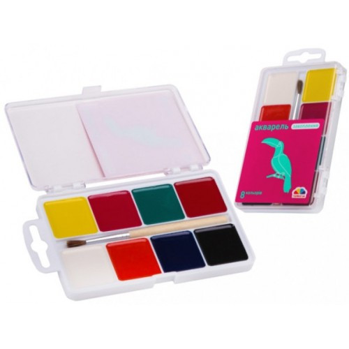 Фарба акварельна ГАММА Захоплення 8 кол. 200101 з пензликом (1/20)