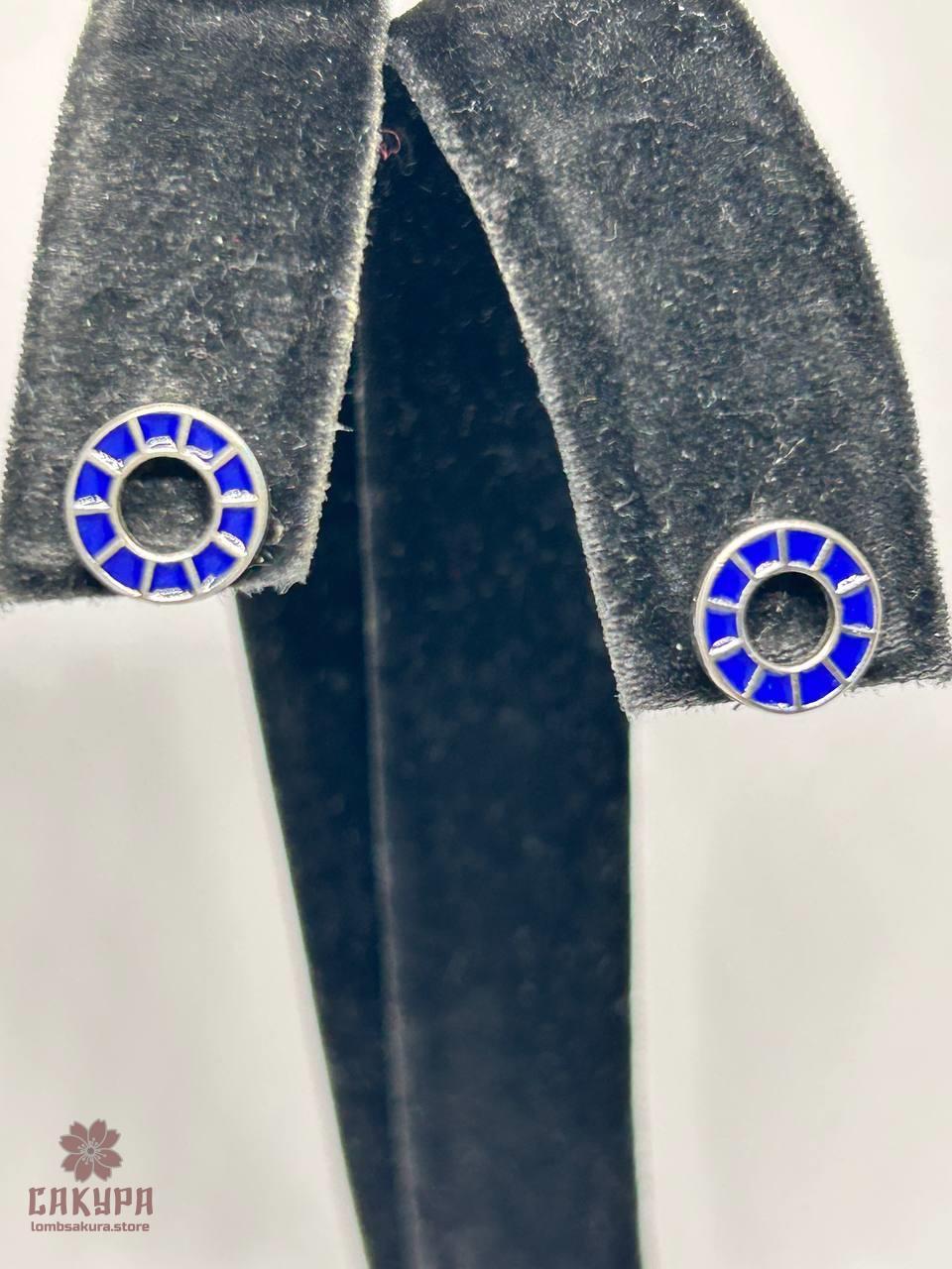 Срібні Сережки зі вставкою емаль, фото 1