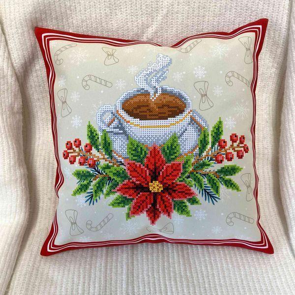 Наволочка декоративна "Різдвяна квітка і кава" для вишивки (НД-239), фото 1
