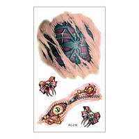 Тимчасове тату шрами черепа 10 на 6 см червоний