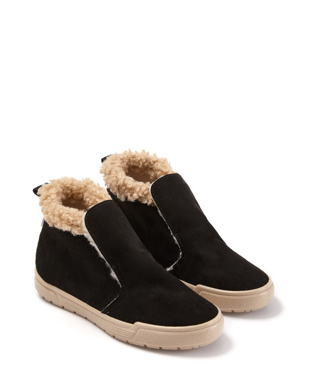 Жіночі напівчоботи DOMENIKA, Чорна/беж Тедді, фото 1