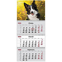 Календар настінний квартальний 3 спіралі 29,7*63 Dogs 3