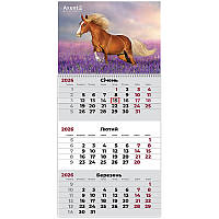 Календар настінний квартальний спіраль 29,7*42 Horses 2