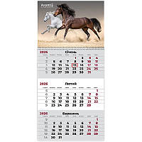Календар настінний квартальний спіраль 29,7*42 Horses 3