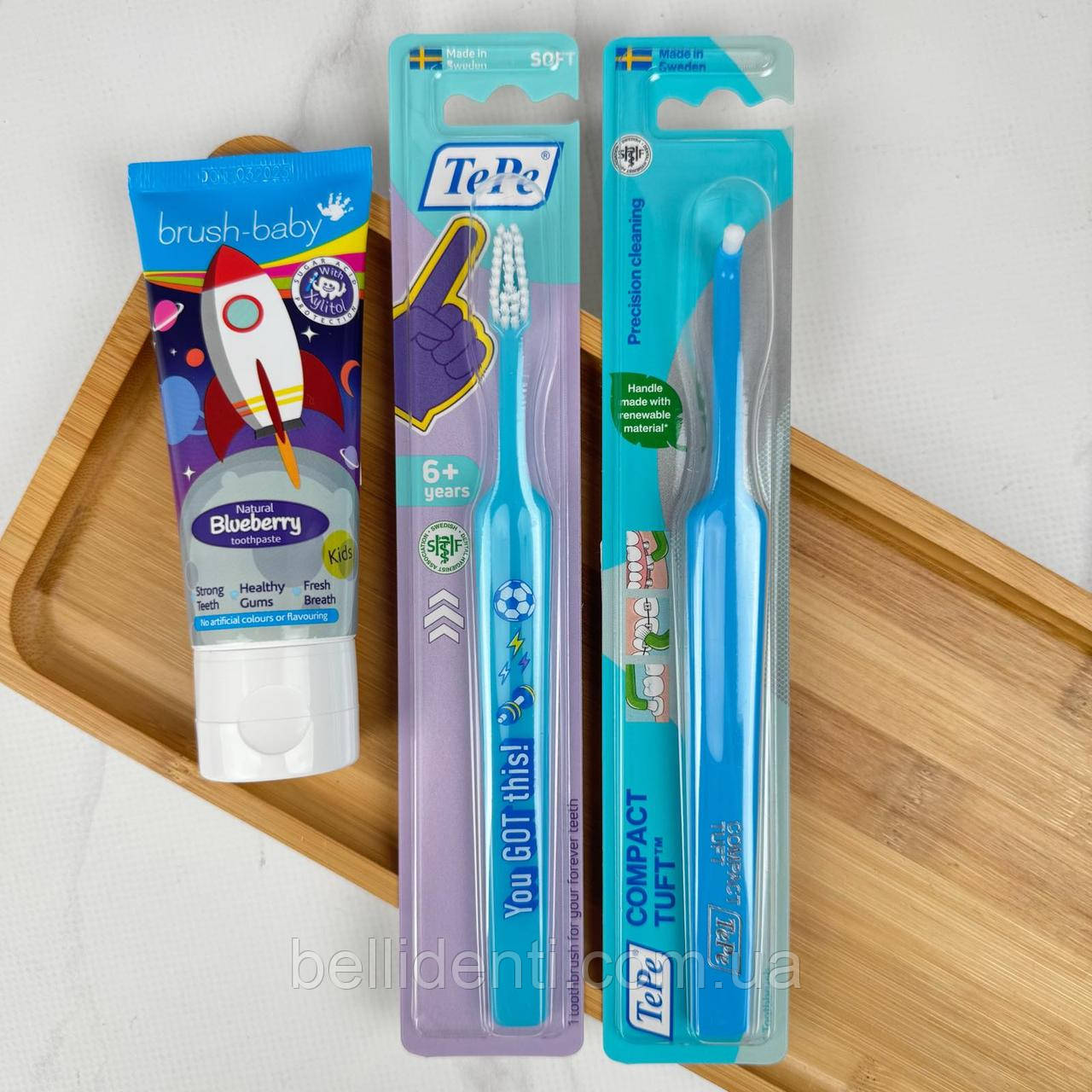 Набір Tepe Brush-Baby від 6 до12 років (зубна паста 50 мл із фтором+зубна щітка Soft+монопучкова щітка), ракета