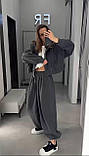 Повсякденний костюм жіночий кофта на блискавці з капюшоном і штани прямого крою двонитка 42-44 44-46, фото 3