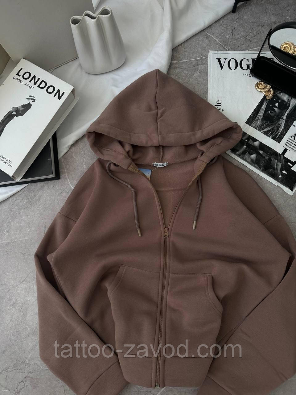 Зипка жіноча на блискавці з капюшоном тринитка на флісі 42-46 48-54, фото 1