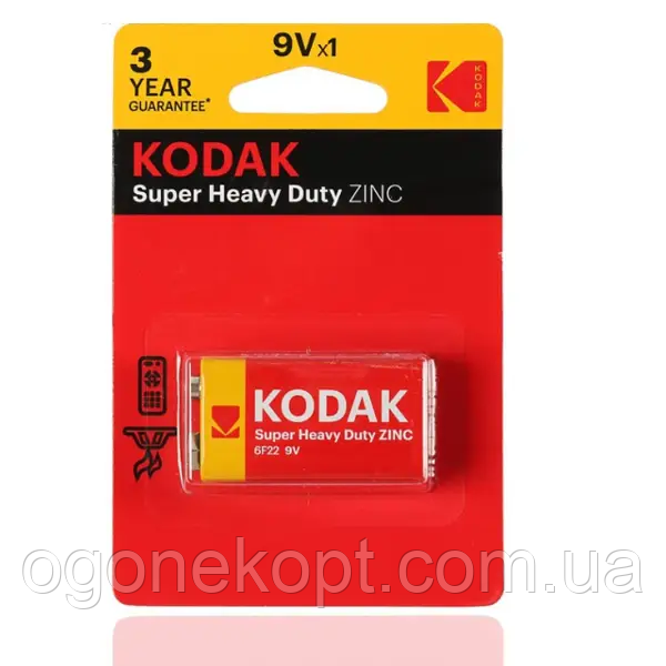 Батарейки Kodak — Extra Heavy Duty 6F22 крона 9V 1/10/50 шт.