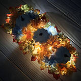 Осіння композиція з білими гарбузом, квітами, білим хмелем і ягодами., фото 5