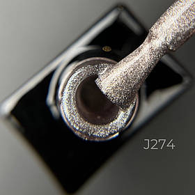 Кольоровий новорічний гель-лак J274 (Новорічна платина) Дизайнер 9 мл, з блискітками - для манікюру та педикюру