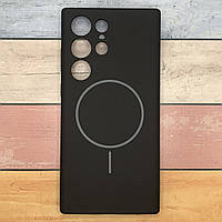 Чехол для Samsung Galaxy S23 Ultra микрофибра, противоударный.MagFit. Silicone Cover Lakshmi. Черный матовый