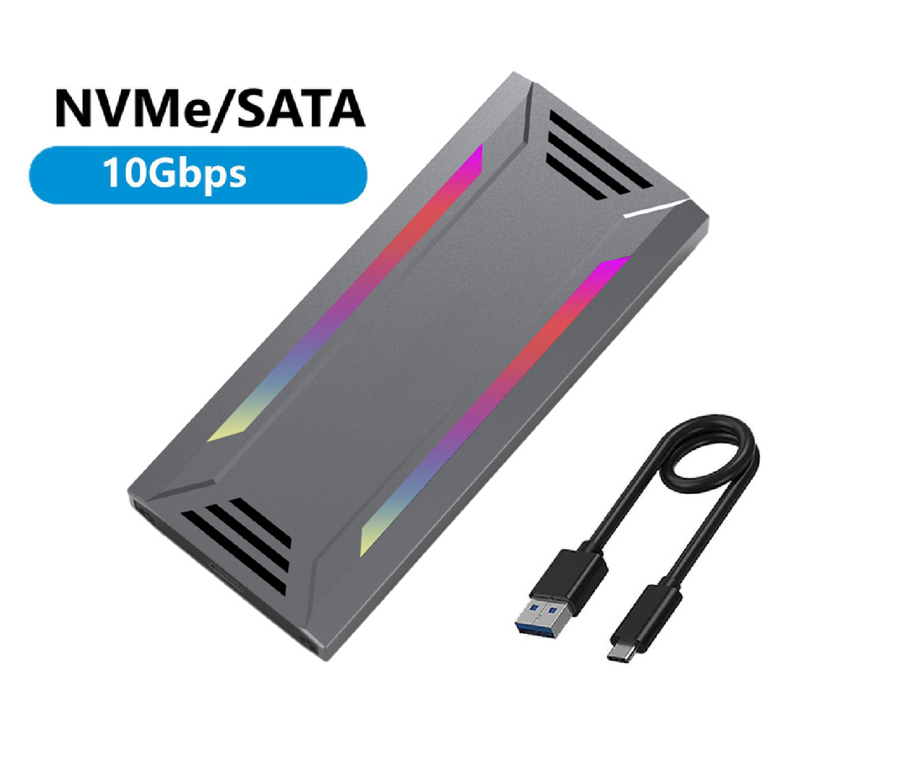 Зовнішня кишеня Blueendless M2825SN RGB для M.2 SSD NVMe (PCIe) / NGFF (Sata) Type-C USB 3.2, фото 1