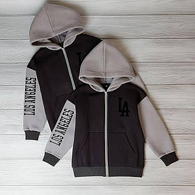 Тепла кофта бомбер на блискавці з капюшоном для хлопчика для дівчинки