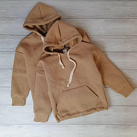 Тепле худі в бежевому кольорі з капюшоном для хлопчика для дівчинки