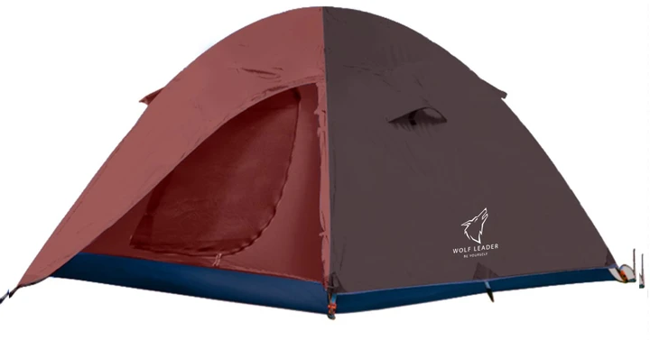 Двошаровий двохдверний намет Wolf Leader P312 бордо, фото 1