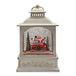 Ліхтар Новорічний авто Санти з LED, USB, музикою та сніжним ефектом 21 см