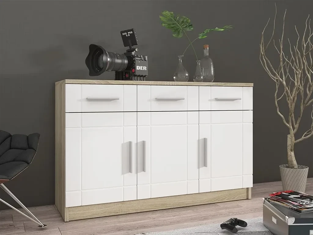 Комод для вітальні Marakuja 3F3S, дуб сонома/білий, фото 1