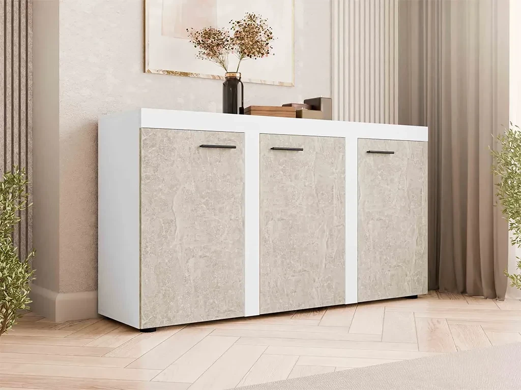 Комод Rodos 3F 2, білий/світлий бетон, фото 1